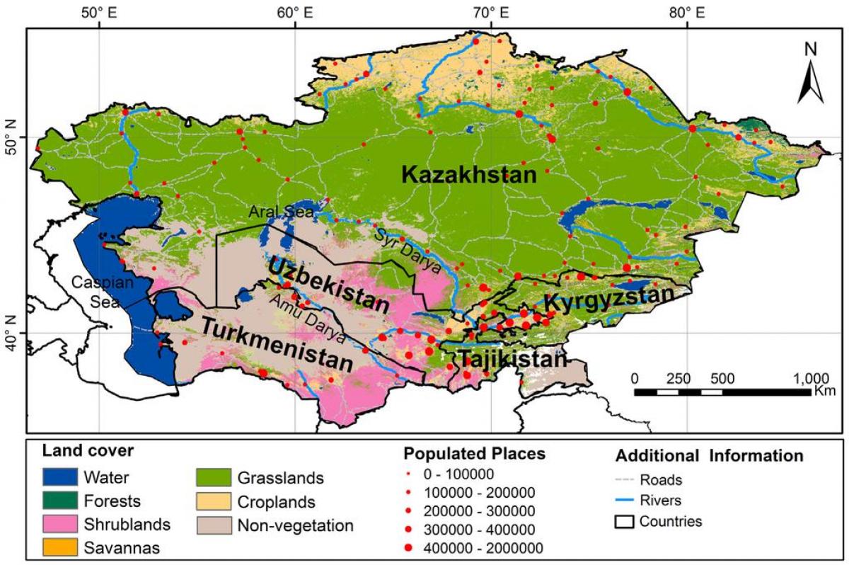 mapa Kazachstanu klimat