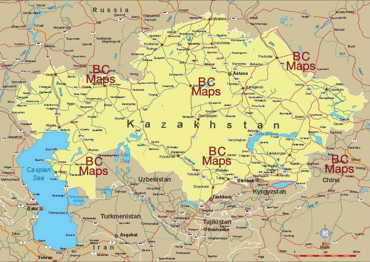 Kazachstan mapie 