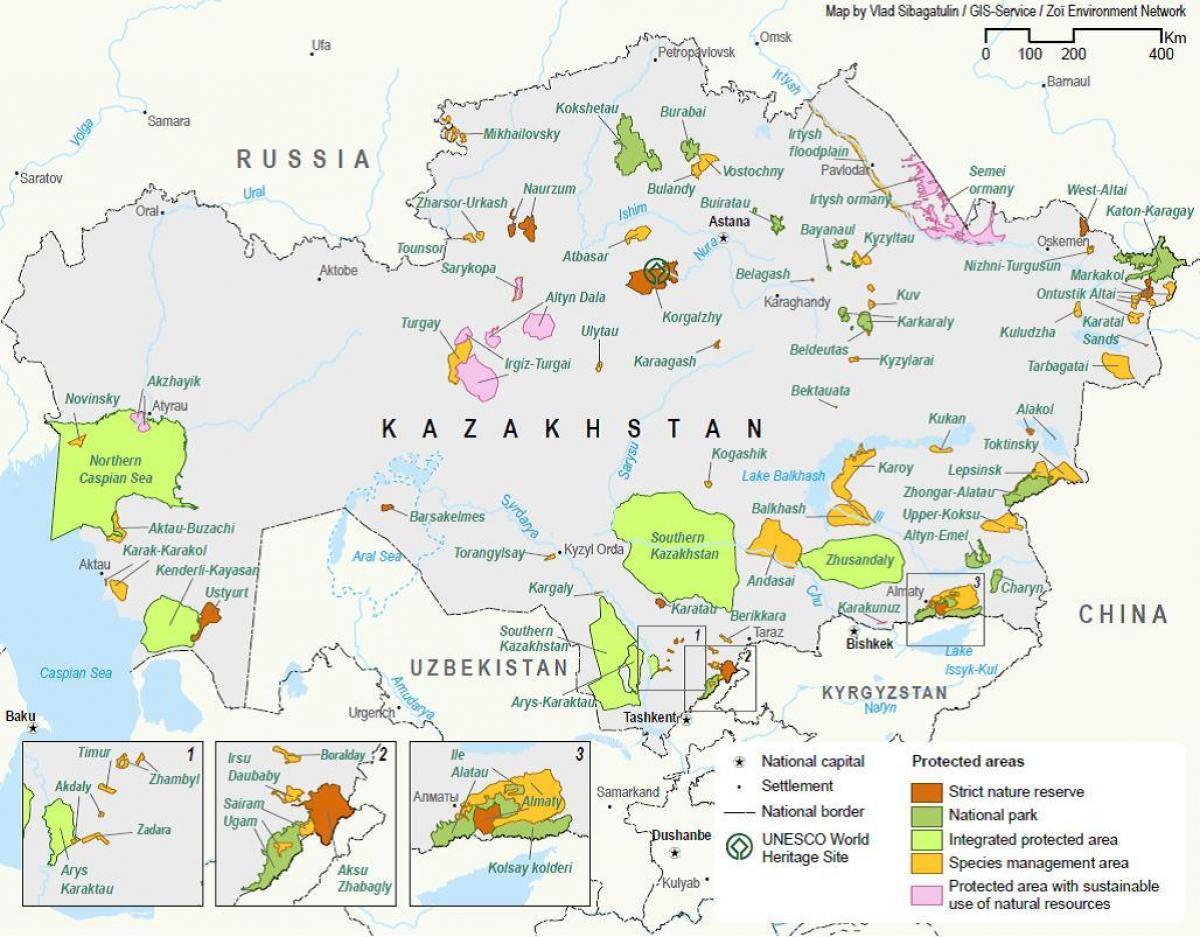 mapa Kazachstanu zasoby naturalne