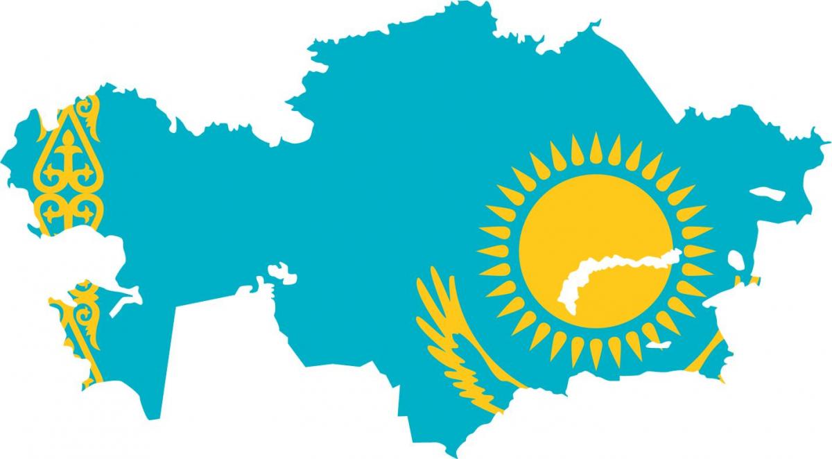 mapa Kazachstanu flaga