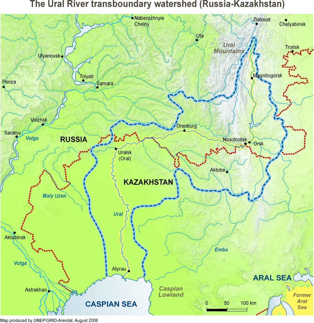 mapa rzeki Kazachstanu 