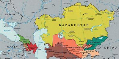 Mapa Kazachstanu sąsiednich krajów